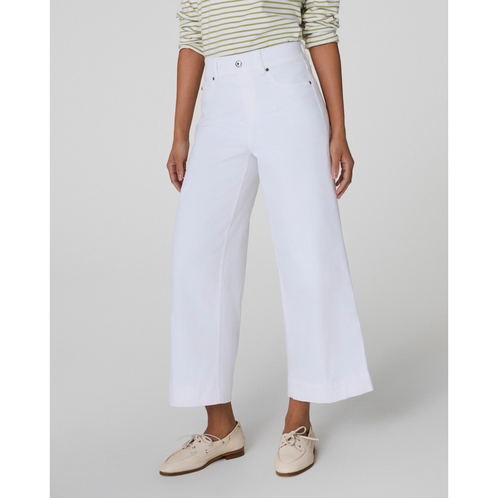 Spanx Wide‎ Leg Jeans White High Rise Stretch Denim Pants 3T NEW